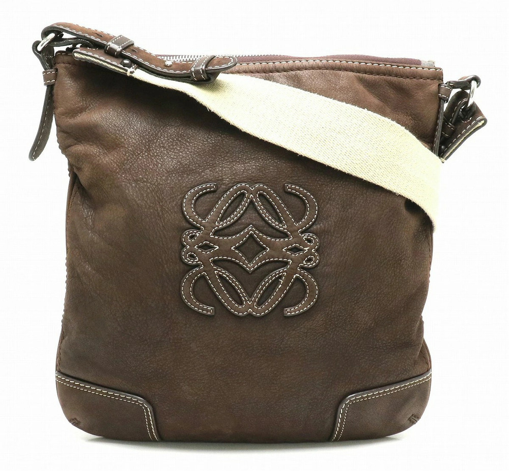 Loewe Anagram Leather Crossbody Bag Dark Brown